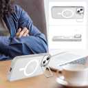 Goodon Magnetic for iPhone 13 Case with Screen Protector, Built-in Metal Camera Kickstand,[Compatible with Magsafe] [Wireless Charging] Matte Protective Phone Cover 6.1" for Men Women Girls - Clear