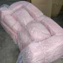 MAXYOYO Bean Bag Chair, Two-seat Bean Bag Sofa with Pillows and Armrests for Adults, Upholstered Loveseat Floor Sofa Couch Fluffy Chair Bean Bag Couch for Bedroom Living Room, Pink