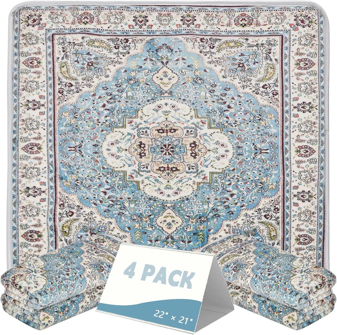 FUMMI 4 Pack Reusable Waterproof Incontinence Bed & Chair Pads, 22 x 21 Extra Heavy Absorbency, Soft Flannel Surface, Machine Washable for Dogs, Adults & Babies (Blue, 22 21)
