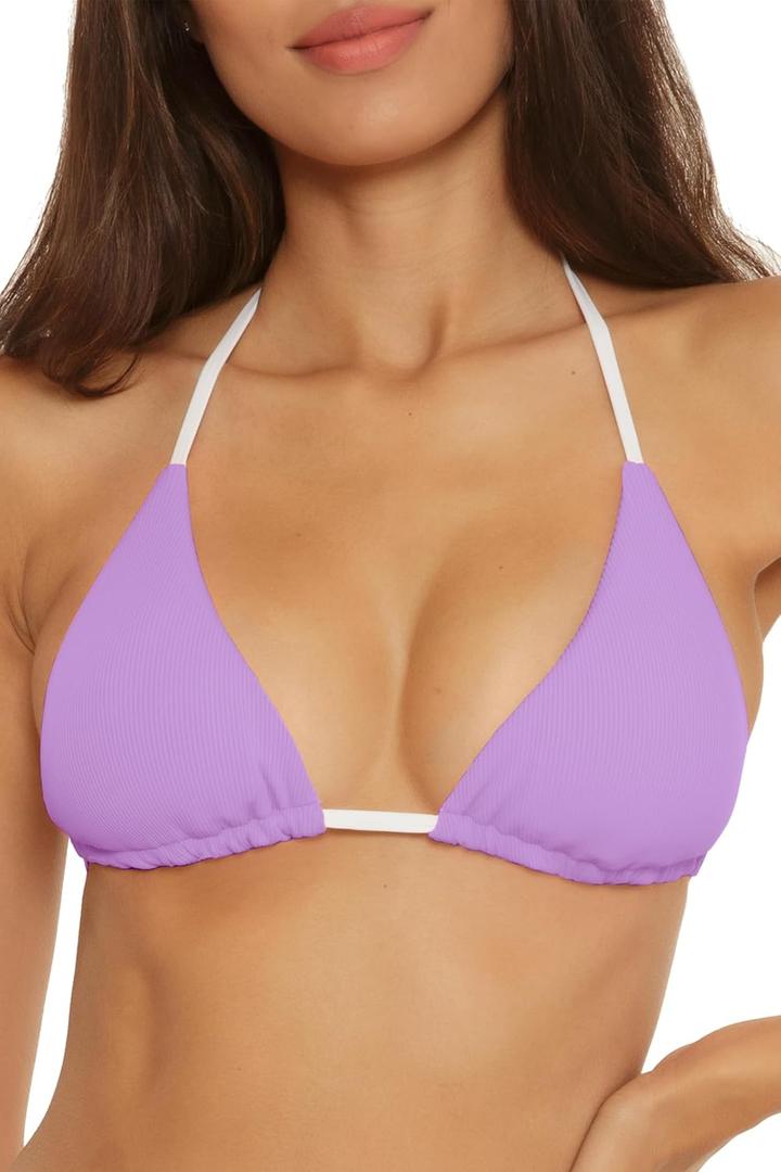 BECCA Women's Color Play Triangle Bikini Top, Adjustable, Tie Back, Swimwear Separates (Lilac),S