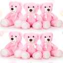 Aoriher 6 Pieces 10 Inch Bear Stuffed Animals Bulk Baby Shower Soft Cute Bear Plush Toys Sleeping and Playing Baby Shower Birthday Party Favor Decorations (Pink)