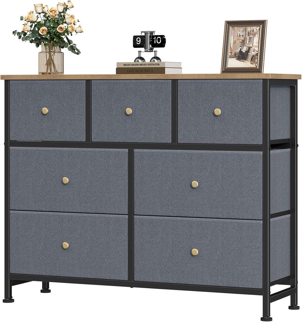 OLIXIS 7 Drawer Fabric Dresser, Storage Tower for Bedroom and Closet, 11.8"D x 39.4"W x 30.1"H