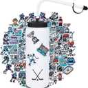Hockey Gifts,1 Pack Hockey Water Bottle with Long Straw and 100PCS Stickers Accessories Stuff for Boys Men Player Lovers (1L,Squeeze,BPA-Free)
