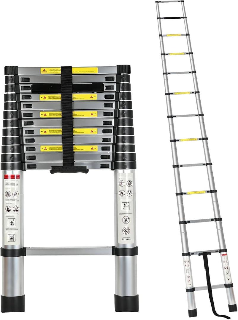12.5FT Telescoping RV Ladder, Portable Aluminum RV Telescoping Ladder Compatible with Lippert On-The-Go Receiver, 350lbs Capacity