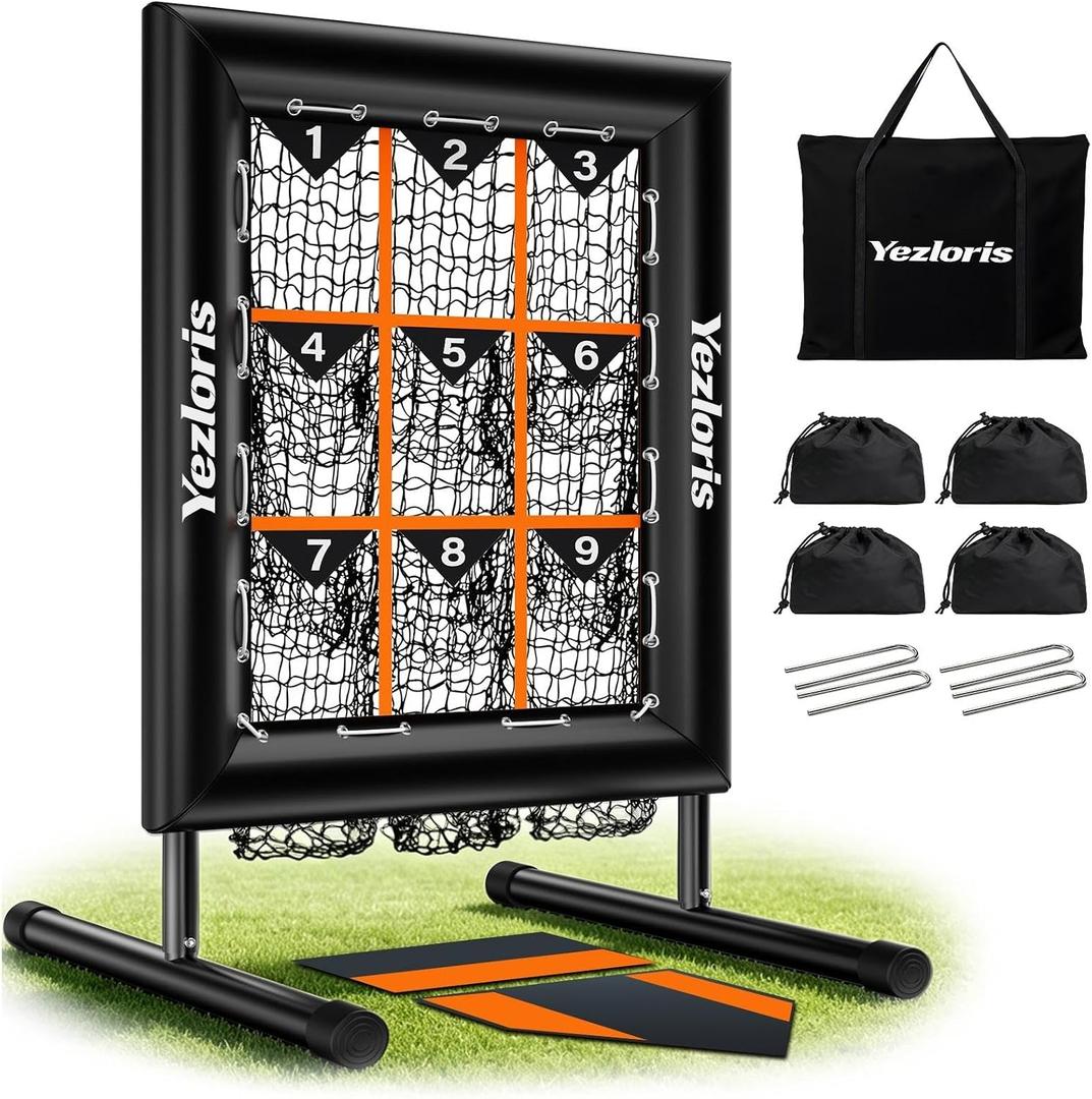 Baseball Pitching Net with 9-Zone 5 Height Adjustable 39"-49