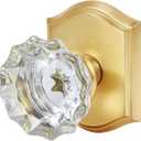 Antique Crystal Door Knobs Interior, Passage Hall and Closet Door Knobs, Satin Brass