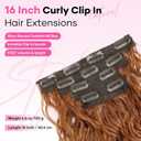 Curly Clip In Hair Extensions, 4PCS 16 Inch Ginger Copper Extensions Clip Ins, Lace Weft Short Curly Invisible Natural Hairpieces for Women