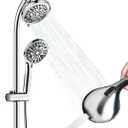 High Pressure Handheld/Rain 82-mode 3-way Shower Head Combo with 25.75" Adjustable Drill-free Stainless Steel Slide Bar, Pet & Tub Power Wash and Anti-clog Nozzles, with 5ft Hose - Polished Chrome