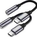 USB C to 3.5mm Audio Headphones Adapter, HiFi 2 Pack Male to Female Cable, Type C to Aux Cord Jack Dongle, Compatible with iPhone 16 15 Samsung Galaxy S25 S24 S23 S22 Plus Pro Max Ultra Pixel iPad