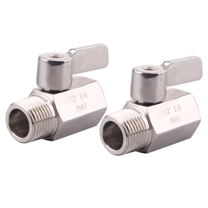 DERNORD 1/2" Stainless Mini Ball Valve Female x Male NPT Thread with Stainless Steel Handle Pack of 2