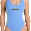 Quiksilver Women's Stoked Logo Color Block One Piece Swimsuit (Blue, S)