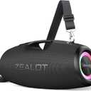 ZEALOT Bluetooth Speaker,120W Wireless Outdoor Speaker with Subwoofer,IP67 Waterproof with LED Light,Bluetooth 5.2 for Camping,Beach,Gifts(Black)