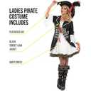 fun shack Pirate Costume Women's Deluxe Buccaneer Outfit with Corset Jacket, Dress, Hat (Large, Black)