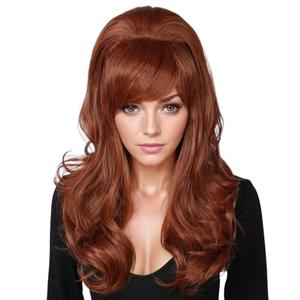 Linfairy Long Wavy Auburn Copper Wig Big Bouffant Beehive Wigs for Women fits 50s 80s Costume (Auburn Copper, 13.78 x 9.84 x 1.18 inches)