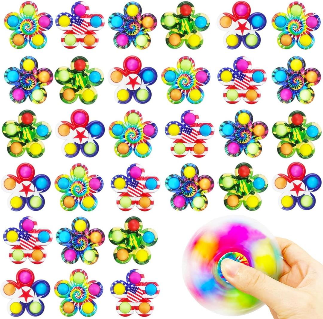 30 Fidget Spinners Toys, Easter Egg Fillers Party Favors Gifts for Kid,Pop Fidget Spinner Pack Bulk, Little Sensory Fidget Toys Pack, Classroom Prizes for Girls Boys Students (30 Fidget Spinners)