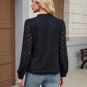 Blooming Jelly Womens Lace Long Sleeve Tops Tie Front Lined Dressy Blouse Fall Fashion Trendy Elegant Business Casual Outfit (Black, L)