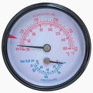 YiYuanG Replacement Boiler Gauge Fits Tridicator Boiler Gauge 2-1/2-inch dial Size, 1/4-inch Male NPT Connection, 1 1/2-inch stem Length, 0/75 PSI Pressure Range, Bronze Internal Construction