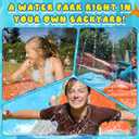 40FT Double Slip and Water Slides for Kids Adults Backyard, Extra Long Lawn Water Slides with 2 Bodyboards, Heavy Duty, Giant Inflatable Water Slip Toys with Crash Pad for Summer Outdoor Party