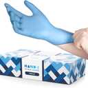 Hand-E Disposable Blue Nitrile Gloves Medium - 100 Count - Kitchen Gloves - Powder Free, Latex Free Medical Exam Gloves with Textured Grip Fingertips - Cleaning, Salon, Painting
