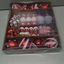 47PCS Red and White Christmas Ornaments Sets, Shatterproof Candy Cane Christmas Tree Decorations, Hanging Ball Ornaments Tree Decor for Xmas Party (Red & White)