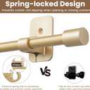Curtain Rods No Drilling for Windows 28 to 36 Inch, 5/8" Adjustable Gold Curtain Rod, Renter-friendly with Adhesive Brackets for Drill-free Installation.