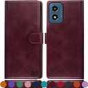 SUANPOT for Motorola Moto G 5G 2024/G Play 2024 Wallet case with RFID Blocking Credit Card Holder,Flip Book PU Leather Protective Cover Women Men for Moto G 5G 2024/G Play 2024 Phone case Wine Red