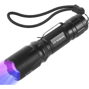 TNATRA UV 365nm 395nm Blacklight Flashlight for UV Glue Curing,Rocks & Minerals,Pet Stain Detector,Scorpion Finder, Dry Stain, Portable,Zoomable Handheld Ultraviolet Flashlight Black Light