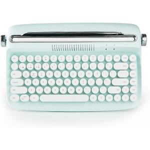 YUNZII ACTTO B303 Wireless Typewriter Keyboard, Bluetooth Connection, Cute Retro Aesthetic Design with Integrated Stand for Tablet, Phone, PC and Win/Mac/Android (B303, Sweet Mint) (B303)
