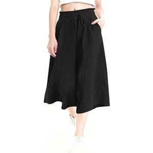 Rapbin Wide Leg Capri Pants for Women Gingham Striped Culottes Flowy Elastic Waist Cropped Palazzo Pants with Pockets, XL