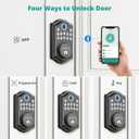 DS10 Pro Keyless Entry Door Lock with APP Control - Fingerprint Electronic Keypad Door Lock, Smart Locks for Front Door, Auto-Lock & One Touch Locking with Bluetooth - Matte Black