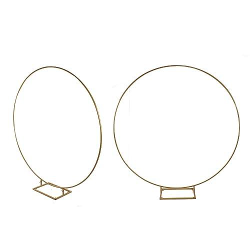 Round Backdrop Stand, Stable Circle Balloon Arch Frame, Stable Iron Circle Arch Kit, Stable Enlarged Base Iron Circle Arch Frame for Wedding Party Lawn Decoration Gold. with backdrops blankets.