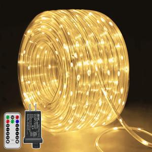 shineshine Rope Lights with Remote 600LED 100FT, IP67 Waterproof 8 Modes Timer Rope Lights for Outside Indoor, Bedroom Camping Garden House Party Decorations (Warm White), HG-29V650