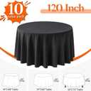 10 Pack Black Round Tablecloths 120 Inch Round Table Cloth Wrinkle Resistant Black Tablecloth Washable and Reusable Polyester Fabric Table Covers for Banquet Wedding Party Dining Buffet