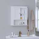 Spirich Bathroom Cabinet Wall Mounted with Doors, Wood Hanging Cabinet with Doors and Shelves Over The Toilet, Bathroom Wall Cabinet White