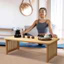 Foldable Japanese Floor Table Lightweight,No Assembly Required, Eco-Friendly Wood,Low Table for Sitting on the Floor, Perfect for Tatami,Meditation,Living Room Use (Natural Wood Color, 47.24 INCH)