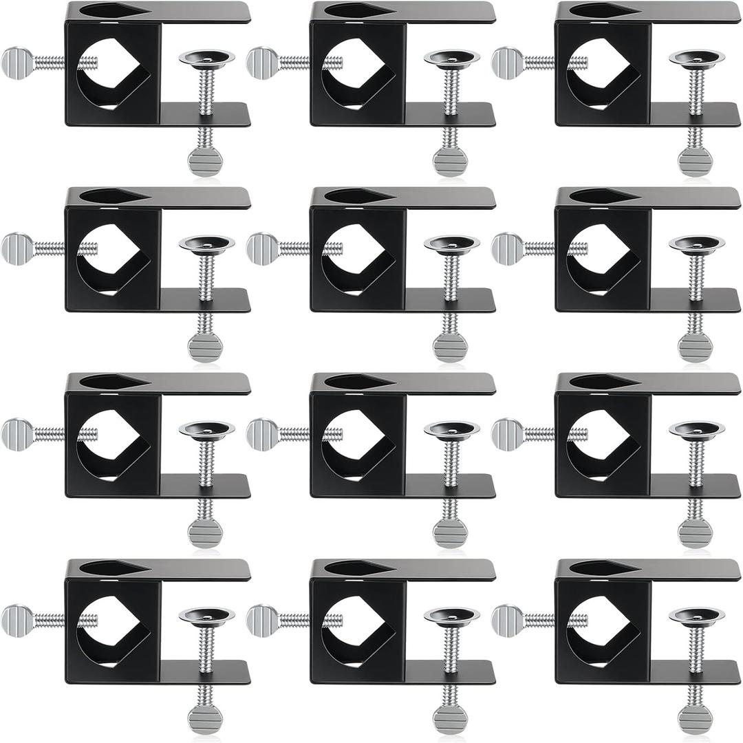 Ferraycle 12 Pcs Deck Torch Clamp Metal Black Torch Mount Holder Outdoor Pole Clamp Universal Porch Rail Accessory