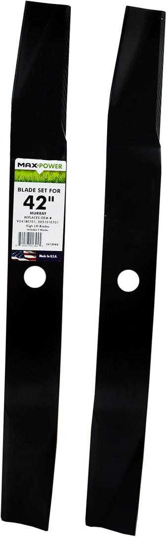 MaxPower 561298B Blade Set for 42" Cut Murray Replaces OEM No. 095101E701, 92418,92418E701