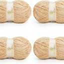 Velvet Chenille Yarn for Crocheting & Knitting 1440 Yards, Soft Thick Fluffy Bulky Blanket Yarn, 4 Pack of 10.5oz (Tan)
