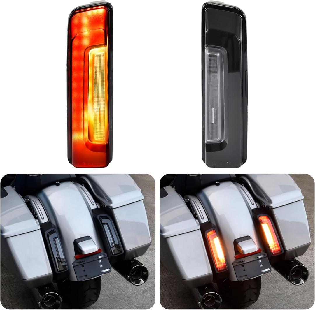 Rear Fender Light Saddlebag Side Light for Road Glide Street Glide 2024, Smoked Auxiliary LED Run Brake Turn Lamps Lights for Harley Road Glide Street Glide 2024-2025 & CVO 2023-2025