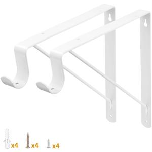 Yarssihha 2 Pack Closet Rod Bracket, 12 x 10.4 Inch Wall Mounted Closet Shelf Bracket, White Closet Rod Support Bracket with Screws