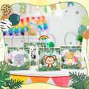 Aliceset 24 Pcs Safari Gift Bags with Handle Clear PVC Wild Animals Candy Treat Goodies Tote Bags for Summer Jungle Birthday Party Baby Shower Favor Supplies