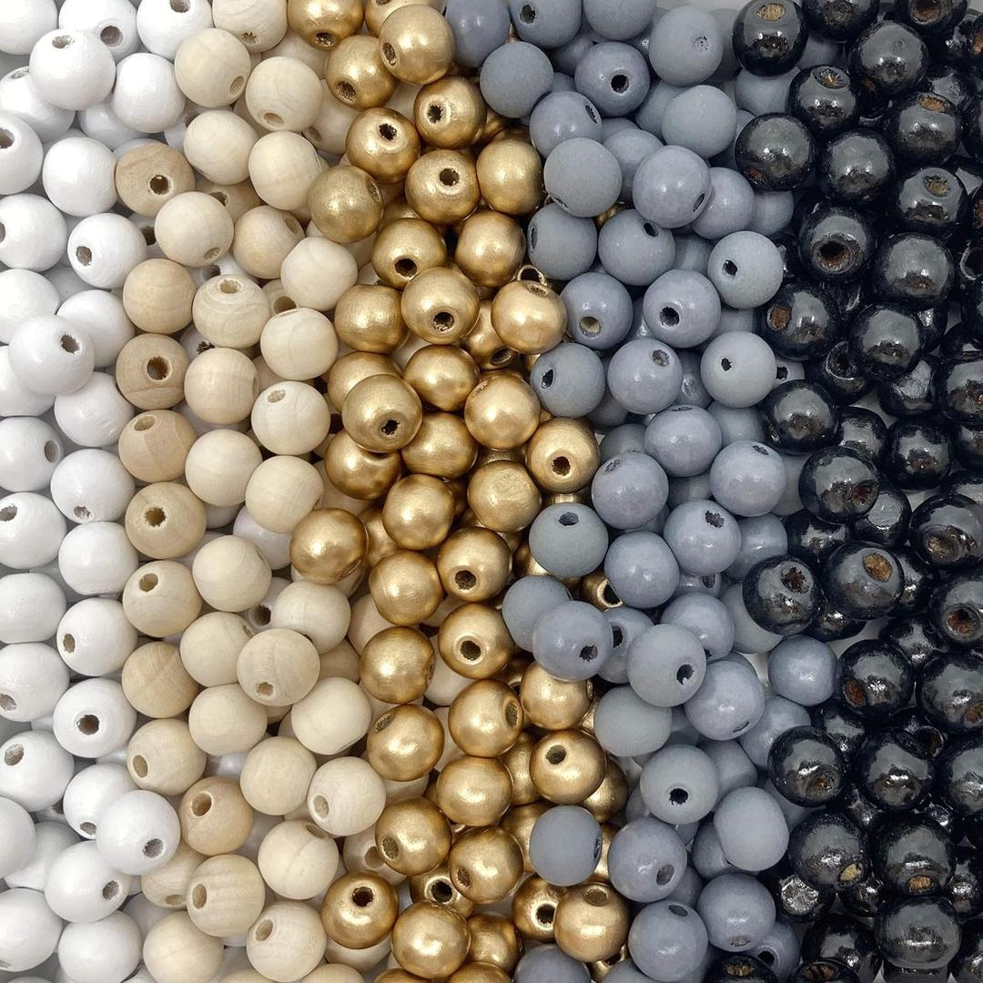 Round Wood Beads 10mm x 9mm Diameter with 3mm Hole, Farmhouse Mix, 500