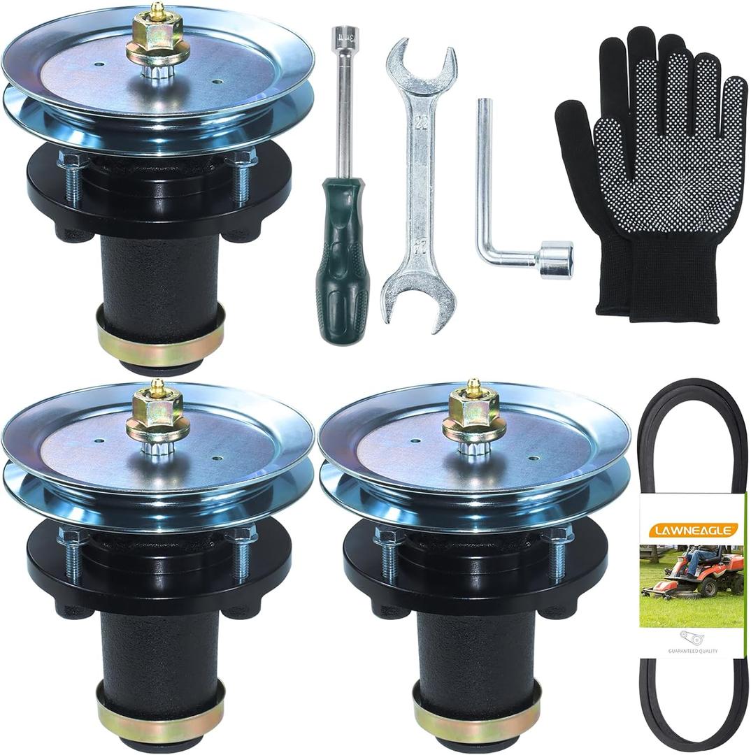 3 Pack Greased 539131898 Spindle Assembly with 539113300 Pulley 522795901 Belt Replaces Husqvarna 539131898 Husqvarna Spindle Assembly 539131898 for Husqvarna MZ61, MZ6128, MZT61 Mowers