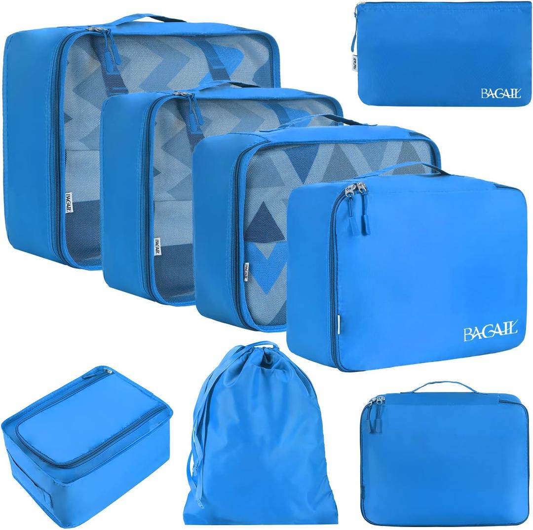 BAGAIL 8 Set Packing Cubes Luggage Packing Organizers for Travel Accessories-Light Blue BAGAIL 8 Set Packing Cubes Luggage Packing Organizers for Travel Accessories-Light Blue