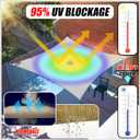 ColourTree 8' x 14' Beige Sun Shade Sail Rectangle CTSLR814 - Canopy Mesh Fabric UV Block UPF50 - Commercial Heavy Duty - 190 GSM