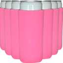 TahoeBay Slim Can Cooler Sleeves (12-Pack) Skinny Tall Cans 12 Oz Bulk Thin Seltzer Fit Sublimation Blanks for Vinyl Plain Blank Foam Beer Bottles Black White Assorted Solid Set (Neon Pink)
