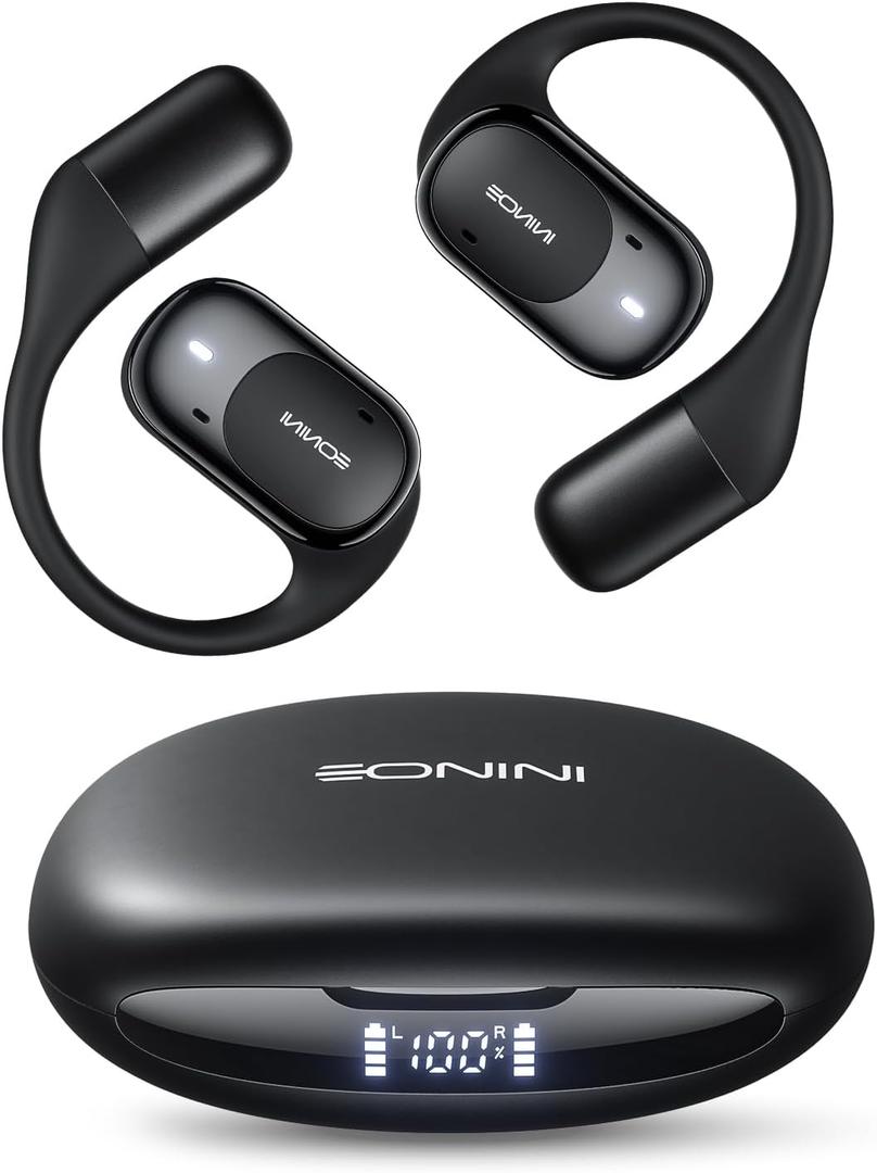 Open Ear Headphones Wireless Bluetooth Earbuds with Smart Power Display, 40H Playtime, Clear Calls, Secure Fit, IPX5 Waterproof Sports Earbuds for Workout, Running Open Ear Headphones Wireless Bluetooth Earbuds with Smart Power Display, 40H Playtime, Clear Calls, Secure Fit, IPX5 Waterproof Sports Earbuds for Workout, Running