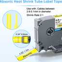Absonic 3-Pack Compatible Hse Label Tape Replacement for Hse-621 Hse621 HS621 Heat Shrink Tube 8.8mm 3/8" Black on Yellow Tape for PT-E300 PT-H300 PT-E500 PTE550W PT-P750WVP PTE800W
