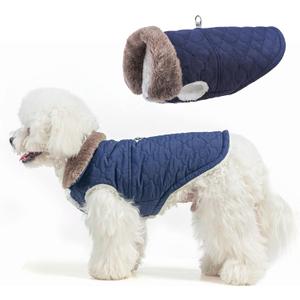 BEAUTYZOO Winter Dog Coat with Harness Built in, Warm Dog Puffer Jacket Vest Padded Fleece Cold Weather Coats Windproof Waterproof Snow Jackets Clothes for Small Medium Puppy, Blue S (S (Back: 12",Chest: 18"))