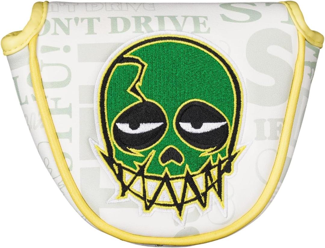 Big Crazy Golf Club Covers, Golf Club Covers Funny, Driver Hybrid Fairway Wood Headcover, Mallet Blade Putter Cover, Golf Head Covers, Green Skull Design, Golf Gift Accessories for Men Women